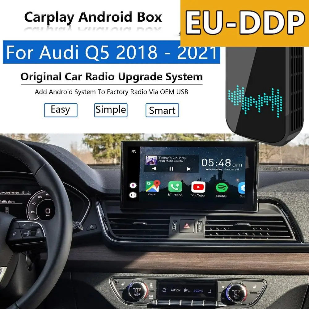 Radio Carplay upgrade Android For Audi Q5 2018 - 2021 Auto USB Apple Wireless CP Box Car Multimedia Player Mirror Link Audio