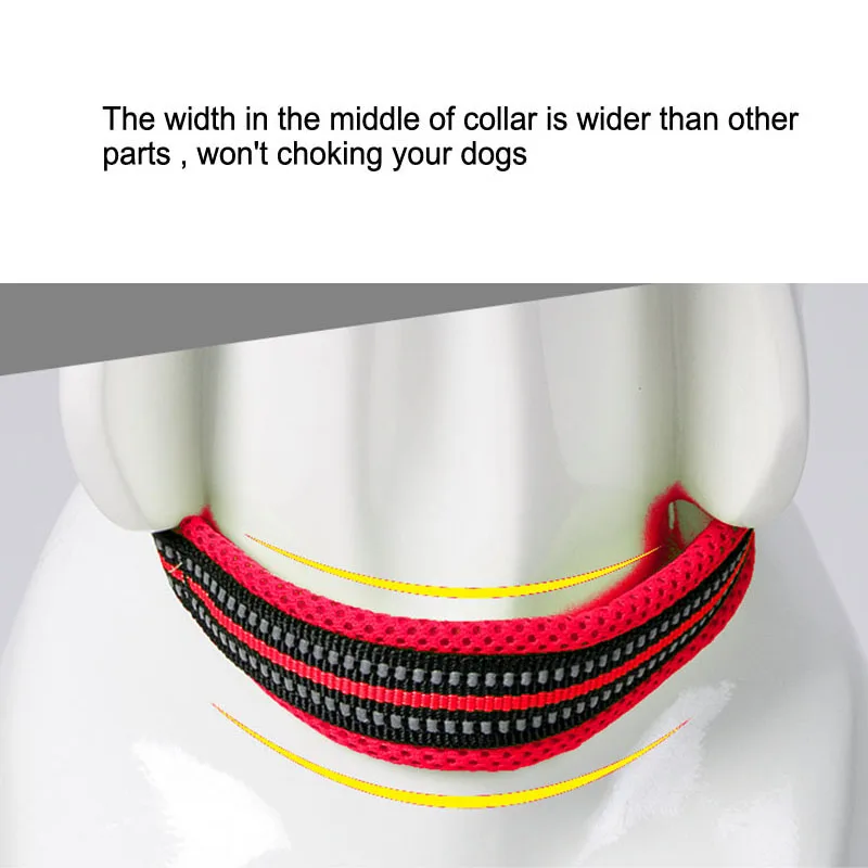 Truelove Nylon Dog Collar Padded Wide Dog Collars For Big Small Dogs Soft Reflective Collar Dog Training Cat Pet Collier Chien