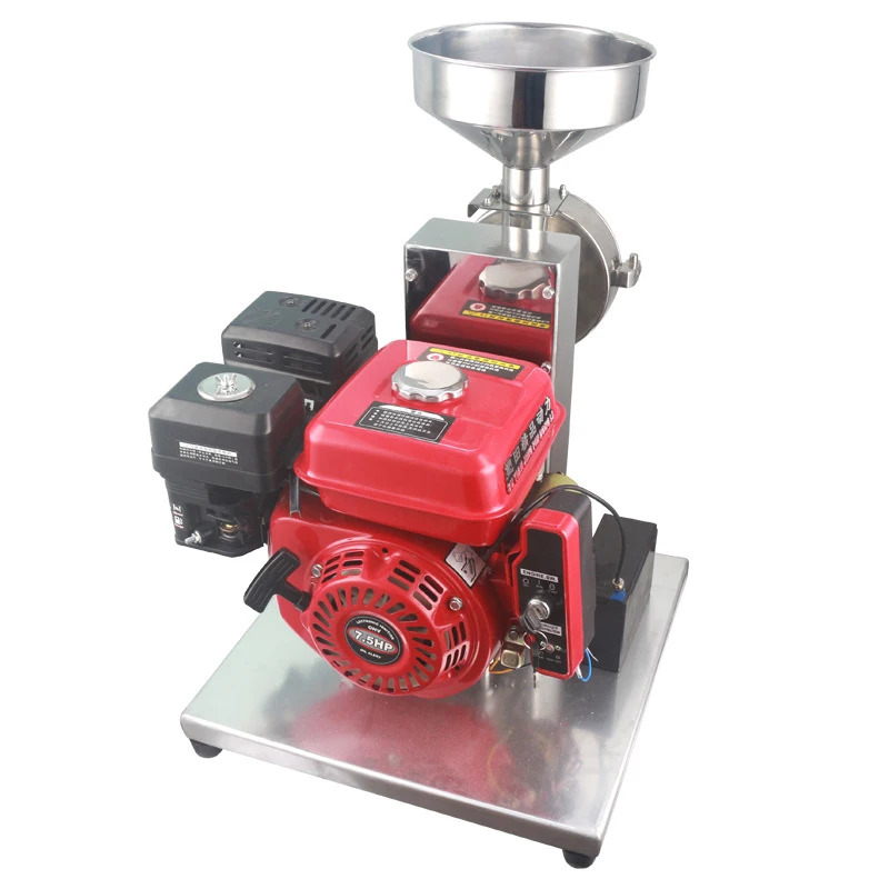 상업용 스테인레스 스틸 가솔린 엔진 그라인더 20-50kg/h 이동식 곡물 제분기 분쇄기 이동식 분쇄기