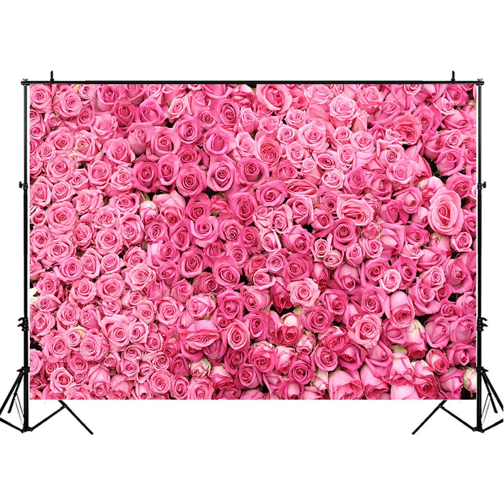 Fundo de parede para fotos de casamento, cerimônia de palco com flores rosas para decoração de festa de aniversário, retrato para bebê, estúdio de fotografia