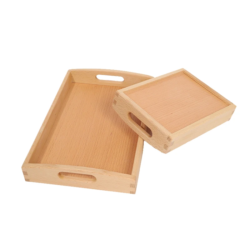 

Montessori Wooden Trays Beechwood Holder Life Practical Materials Educational Equipment for Math/ Language Activities Classroom