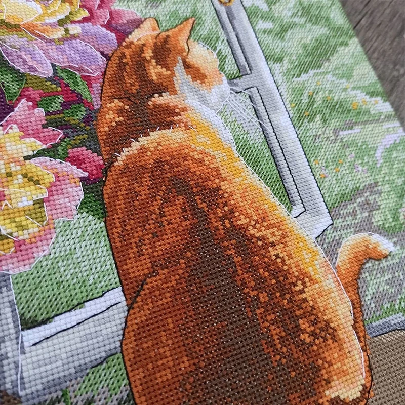 Summer Afternoon Cross Stitch Pattern Kits Cats Unprinted Canvas Embroidery Needlework 11 14CT DIY Handmade Home Decor Paintings