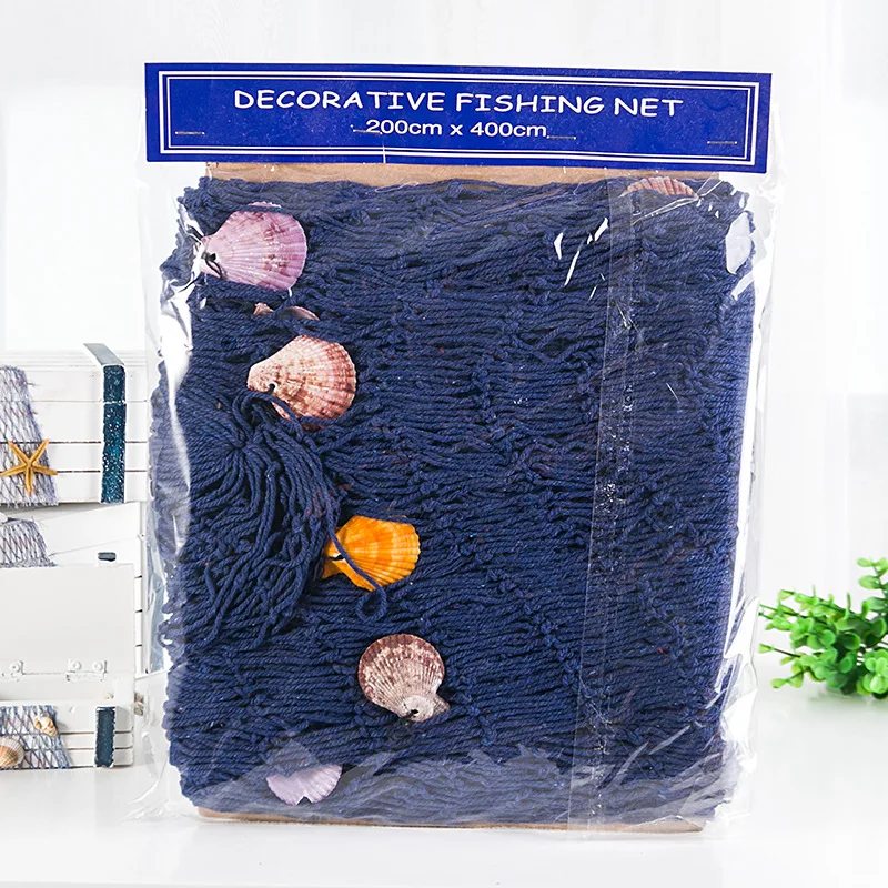 Mediterranean Style Fishing Net Thick Rope Shell Net Fishnet Photography Props Background Wall Hanging Ornaments Home Decoration