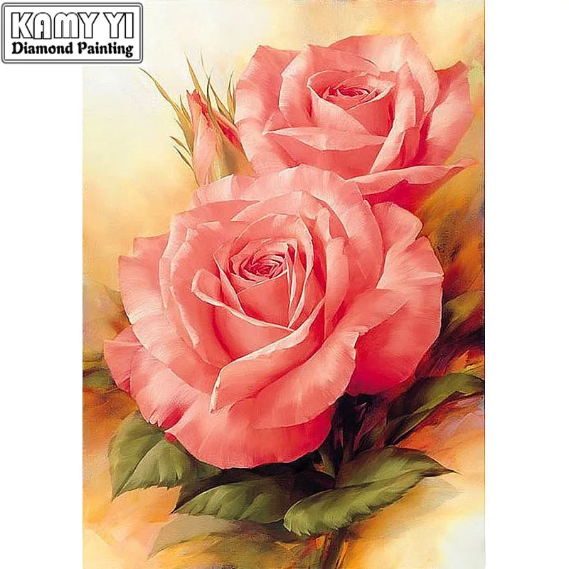 

Diamond Painting Cross Stitch Rhinestone Full Drill Square Diamond 5D DIY Diamond Painting"pink Flower"diamond Embroidery Resin