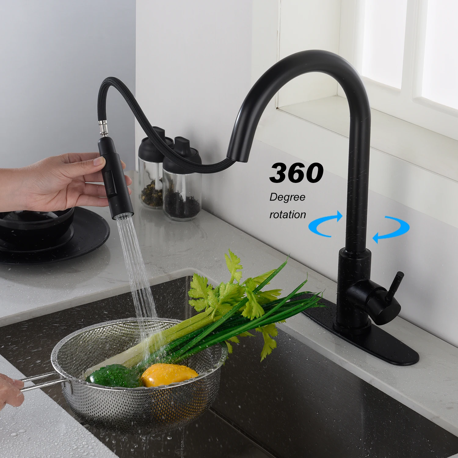 3 Color Pull Out Black Sensor Kitchen Faucets Stainless Steel Smart Induction Mixed Tap Touch Control  Single Handle Sink Tap