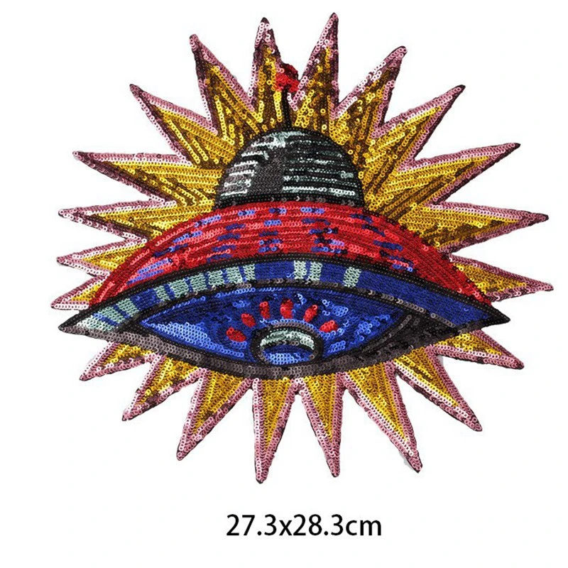 New Large UFO Patch Space Alien Patches Sewing Embroidered Applique for Jacket Clothes Stickers Badge DIY Apparel Accessories