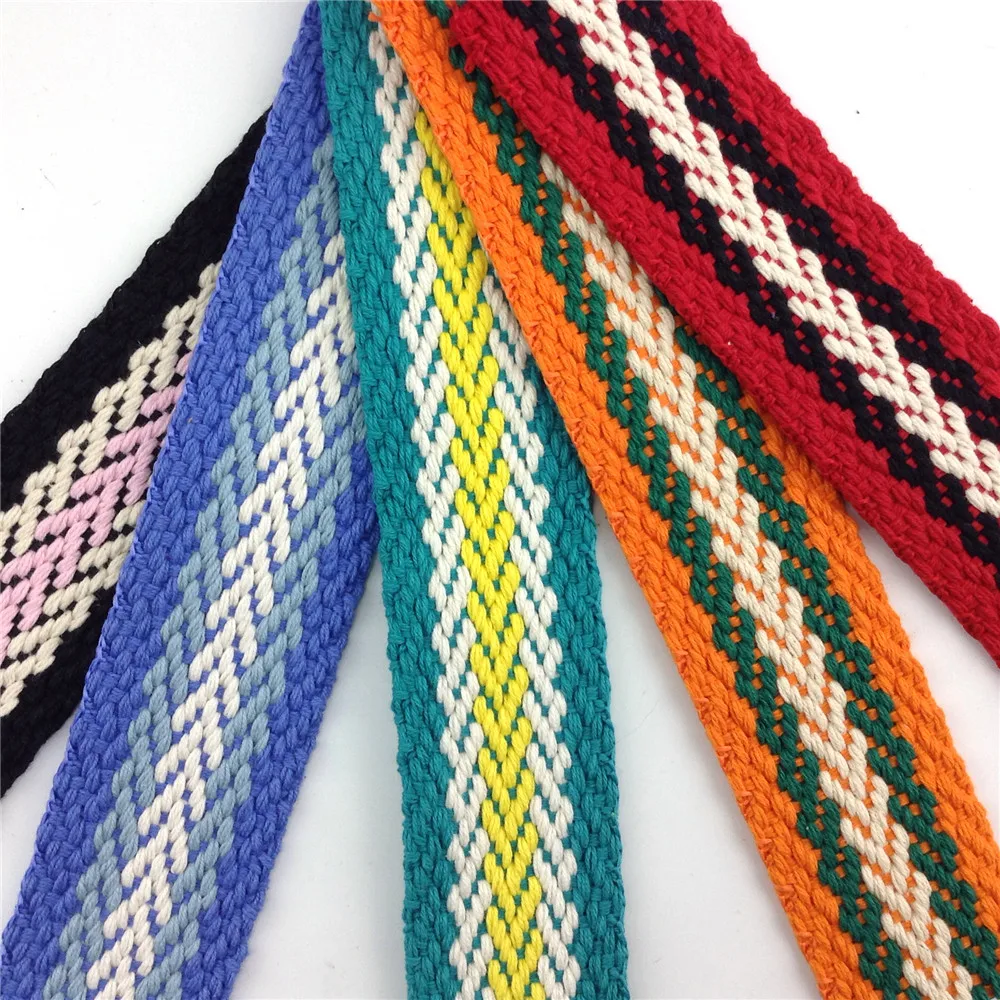 

3-colors Cotton Rope Braided Webbing 4cm Width Thick Cotton Webbing Fabric , For Girdle Bag hat Sell it by yard