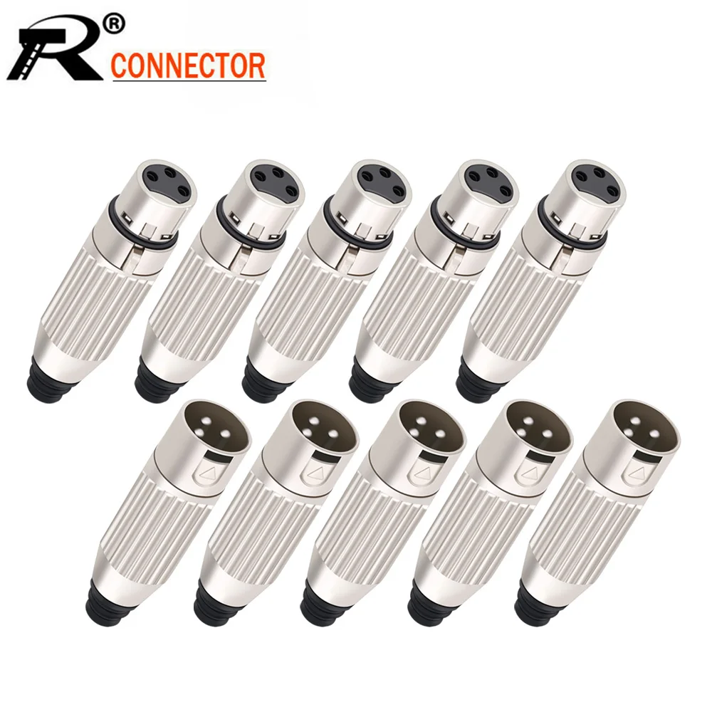 20pcs High Quality Adapter XLR 3 Pin Male & Female Plug XLR for Camcorder Audio Microphone Adapter Connector