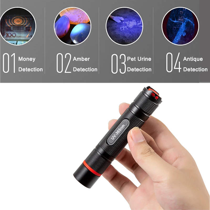 

Powerful 5w UV Flashlight USB Rechargeable 365nm LED UV Torch Black Filter Light For Anti-fake Detection