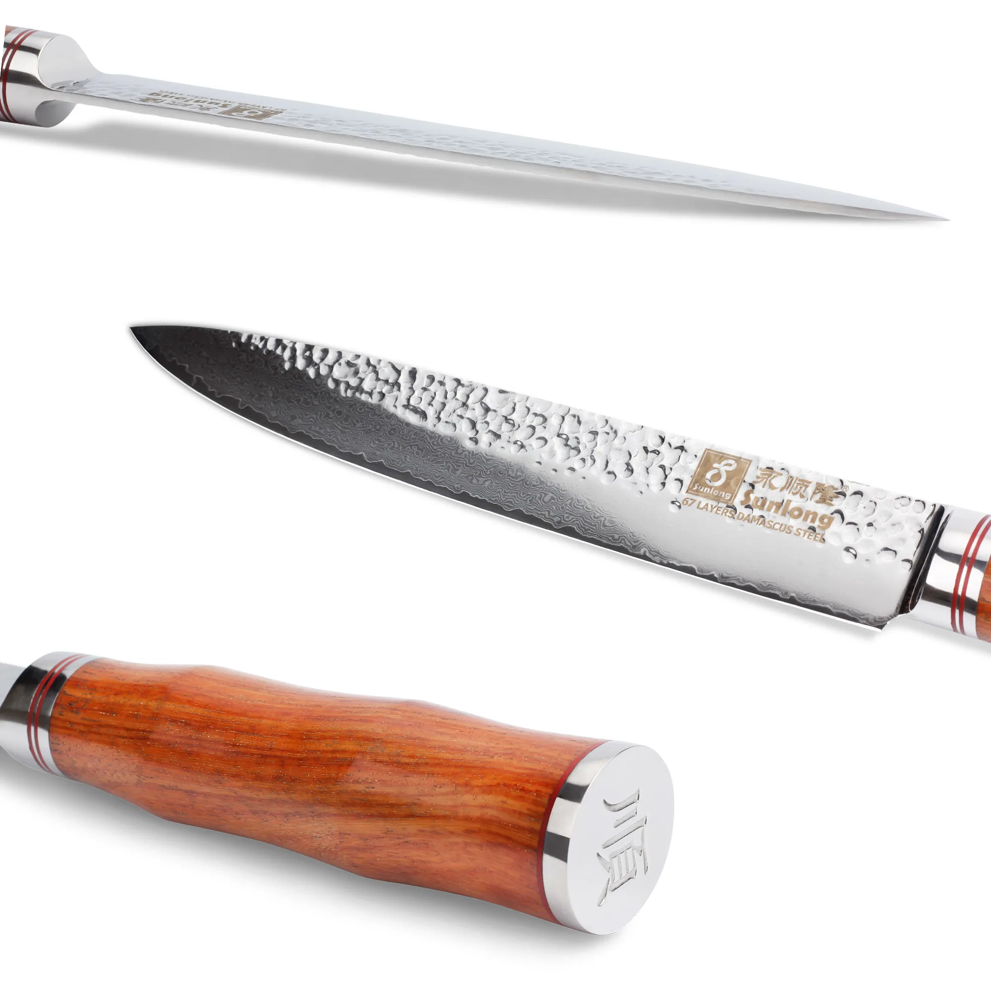 Sunlong Sashimi knife 8 inch Sushi Knife Japanese VG10 Damascus Steel Fillet Knife Natural Rosewood Handle