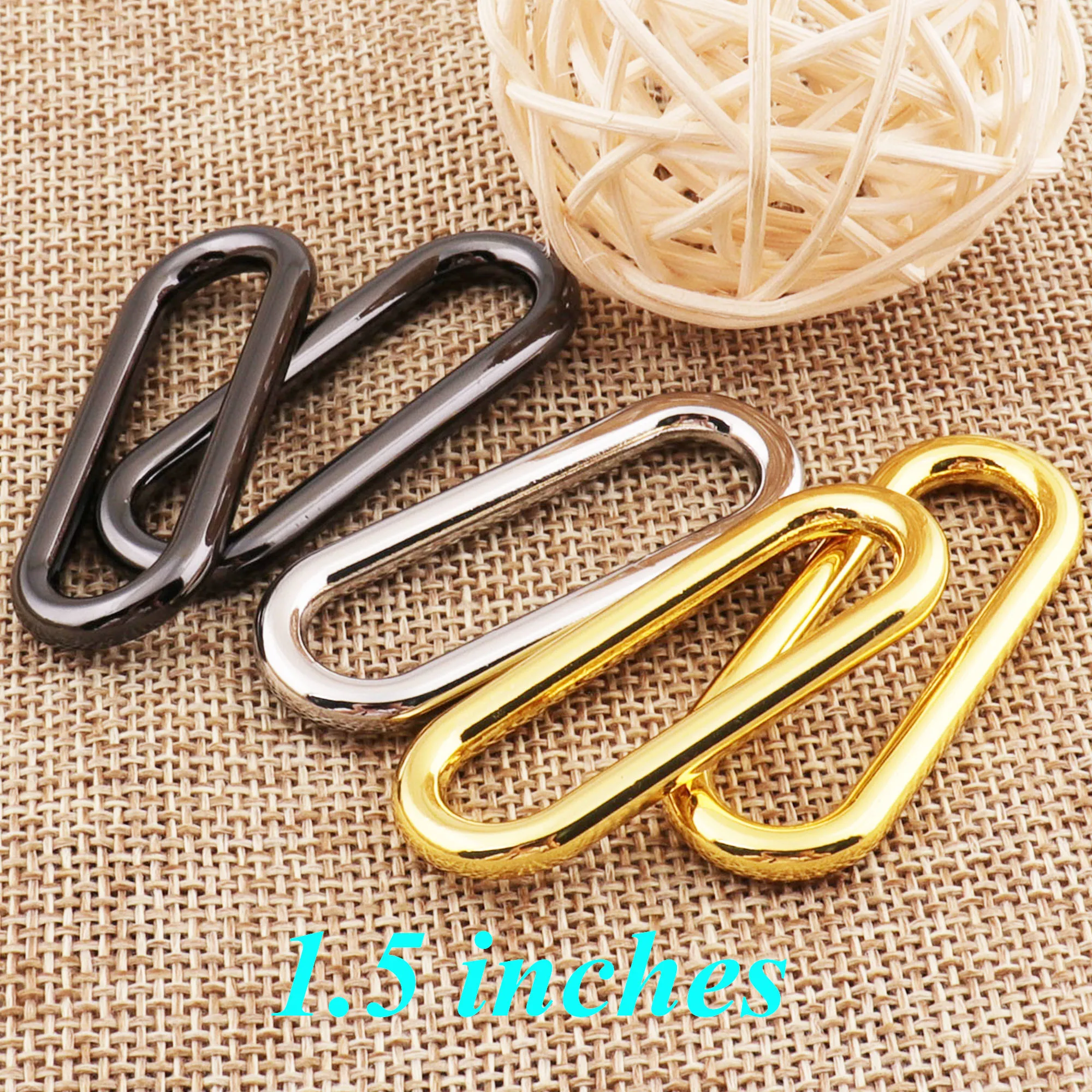 10 PCS oval Rectangle Rings Silver/Gold/Gunmetal Wire Loops Webbing Purse Buckle Bag Making Handbag leather carft 1.5\