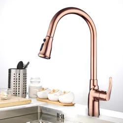 Solid Brass copper kitchen sink faucet Pull out Cold hot water kitchen faucet Single hole Single handle,Good Quality faucet