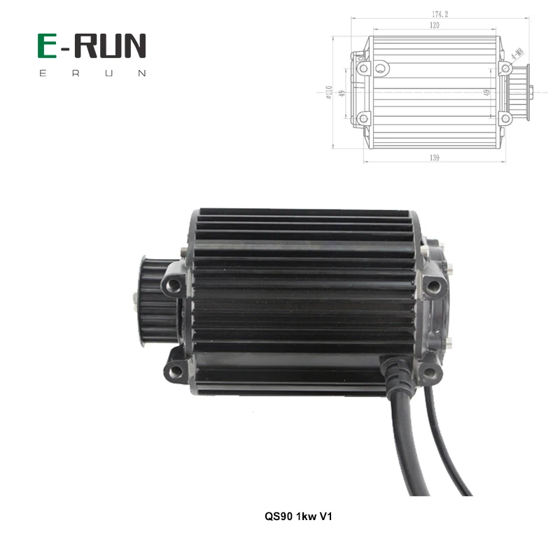 QS 90 1KW PMSM Mid Drive Motor 72V 55KMH With EM50S 50A Sine Wave Controller