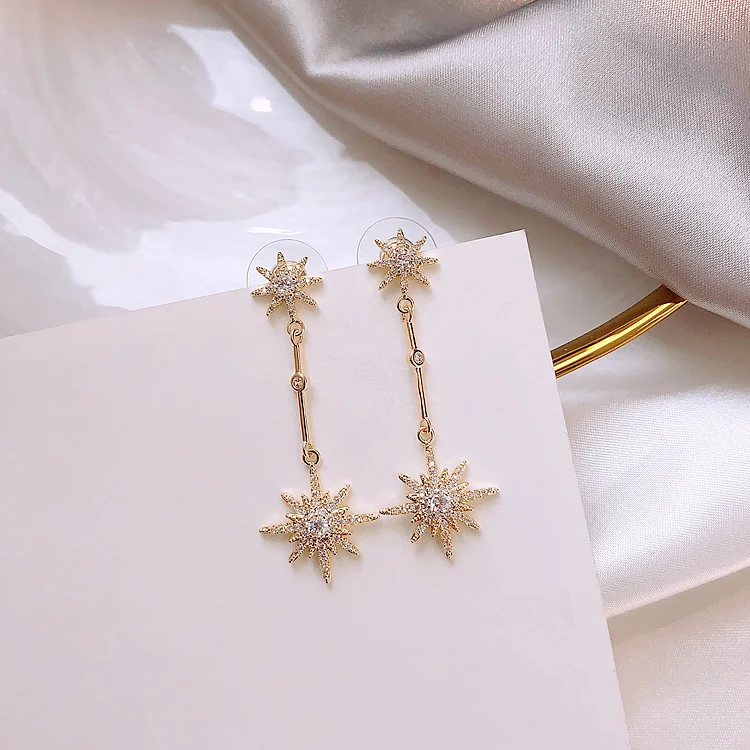 Pendientes largos de estrella de cristal a la moda para mujer con pendientes para regalo de amigos pendientes de moda pendientes exagerados