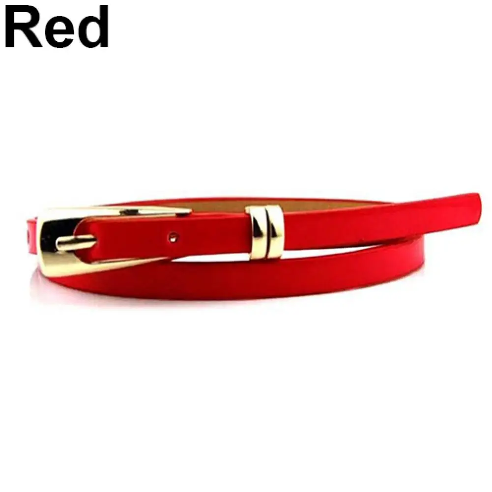 1Pc 103cm Women's Faux Leather Buckle Thin Belt Fashion Candy Color Skinny Waistband Adjustable Girls Jeans Dress Belt