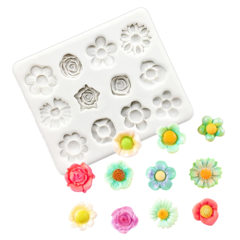 Daisy Rose Flower Silicone Mold Sugarcraft Cupcake Baking Mold Fondant Cake Decorating Tools