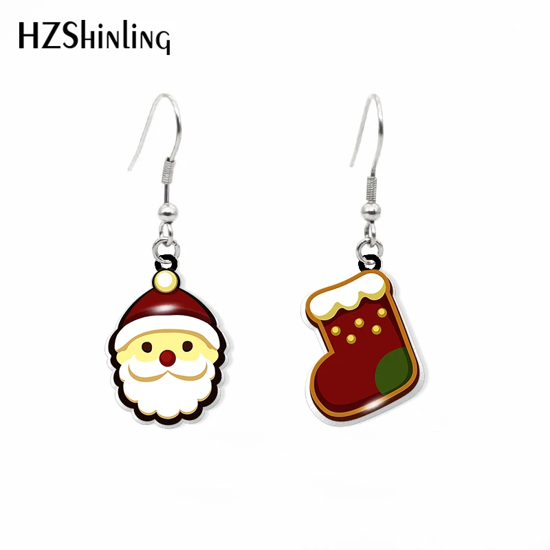 2020 New Santa with Cookies Earring Merry Christmas Acrylic Hook Earring Epoxy Earrings Handmade Jewelry Gifts Friends