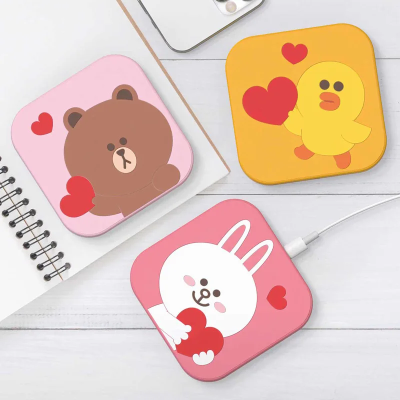 Line Friends Brown Bear Silicone Cartoon Wireless Charger Fast Charging Base Portable Wireless Charger