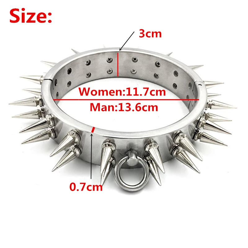 Heavy Stainless Steel Neck Collar Thorn Adult Game Slave Restraint Bondage BDSM Sex Toys For Men Women Fetish 2 Row Spike