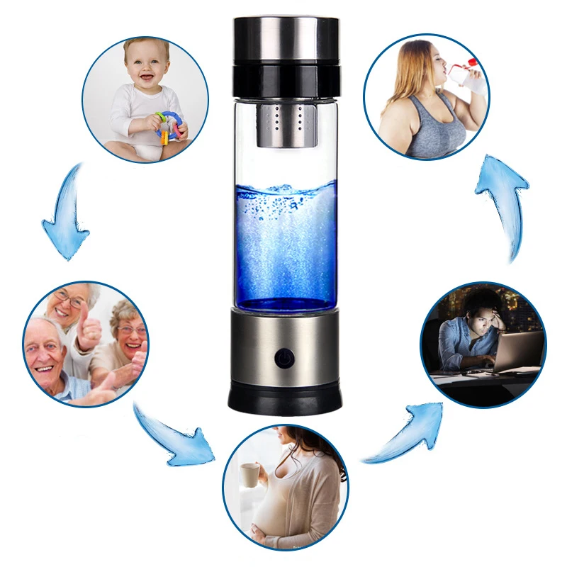 500ML Hydrogen Rich Generator Water Filter Portable Cup Ionizer H2 PEM Hydrogen alkaline Bottle Electrolysis Drink Hydrogen