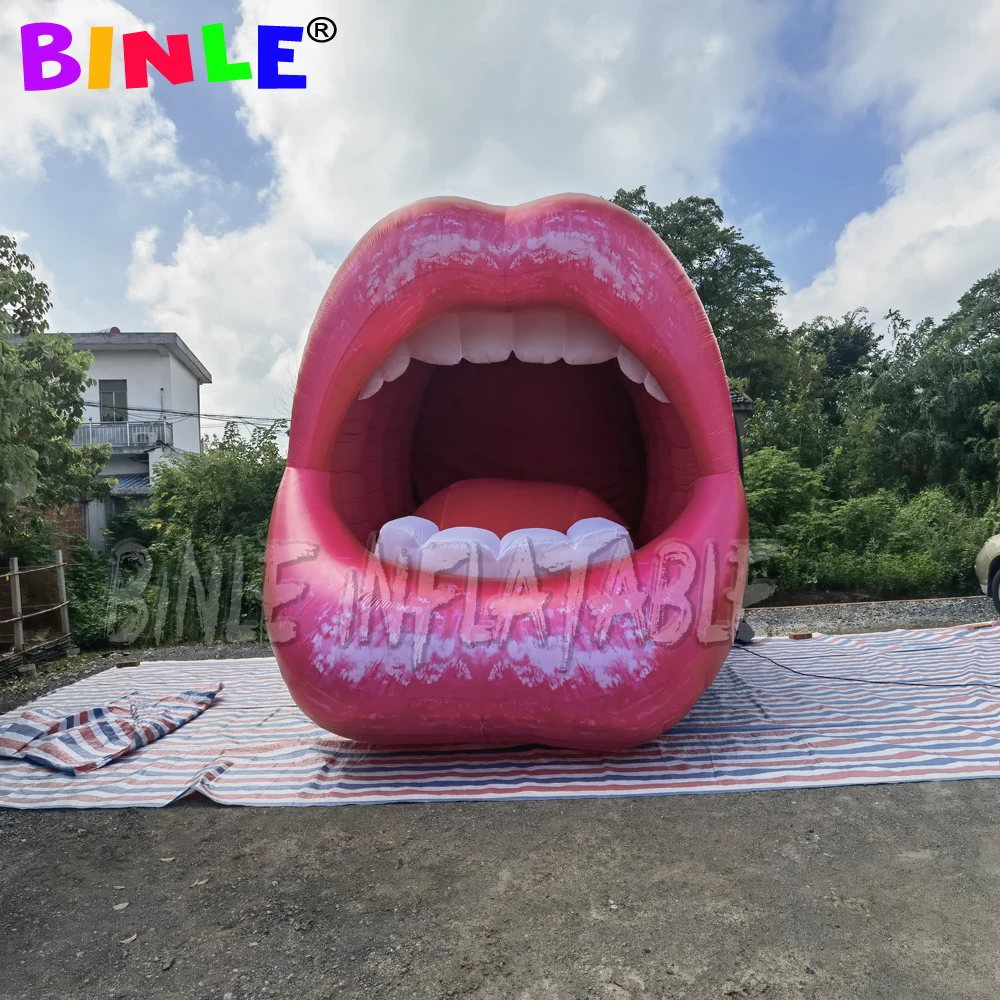 Stage background props red giant inflatable lip inflatable opening mouth for single party decororation