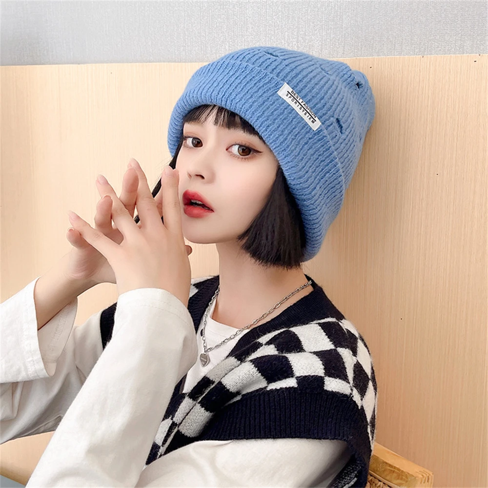 

Personality Hole Wool Hat Women's Autumn and Winter All-Match Japanese Hip-Hop Warm Knitted Hat Men's Korean Fashion Cold Hat