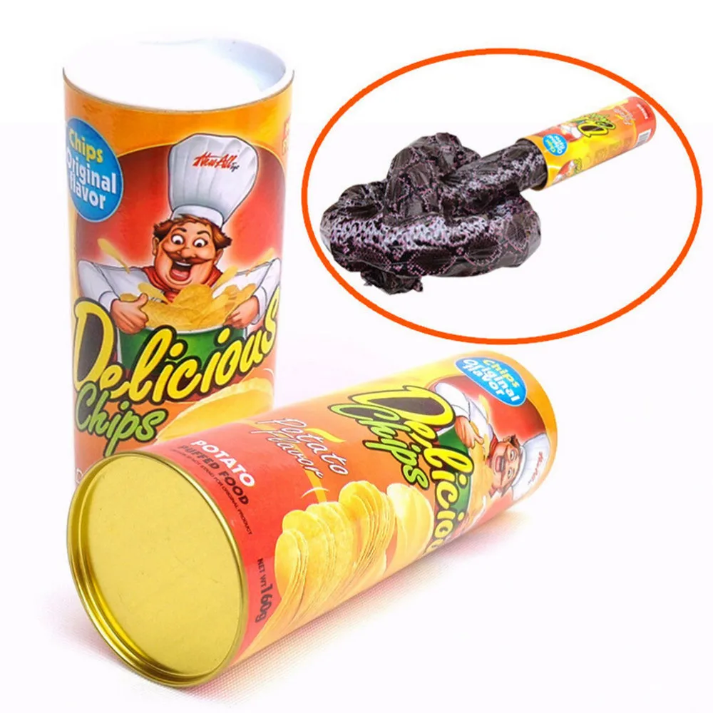Potato Chip Can Jump Spring Snake Toys Gifts April Fool Day Halloween Party Decoration Jokes Prank Trick Funny oke Toys