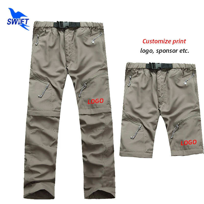 2020 Men Detachable into Shorts+Pants Quick Dry Hiking Bottoms Breathable Camping Trousers Outdoor Trekking Sportswear Customize