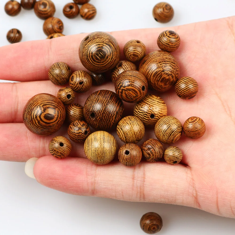 6/8/10/12mm Brown Wood Balls Natural Wooden Beads Loose Spacer Beads For Jewelry Making Bead DIY Necklaces Bracelets Accessories