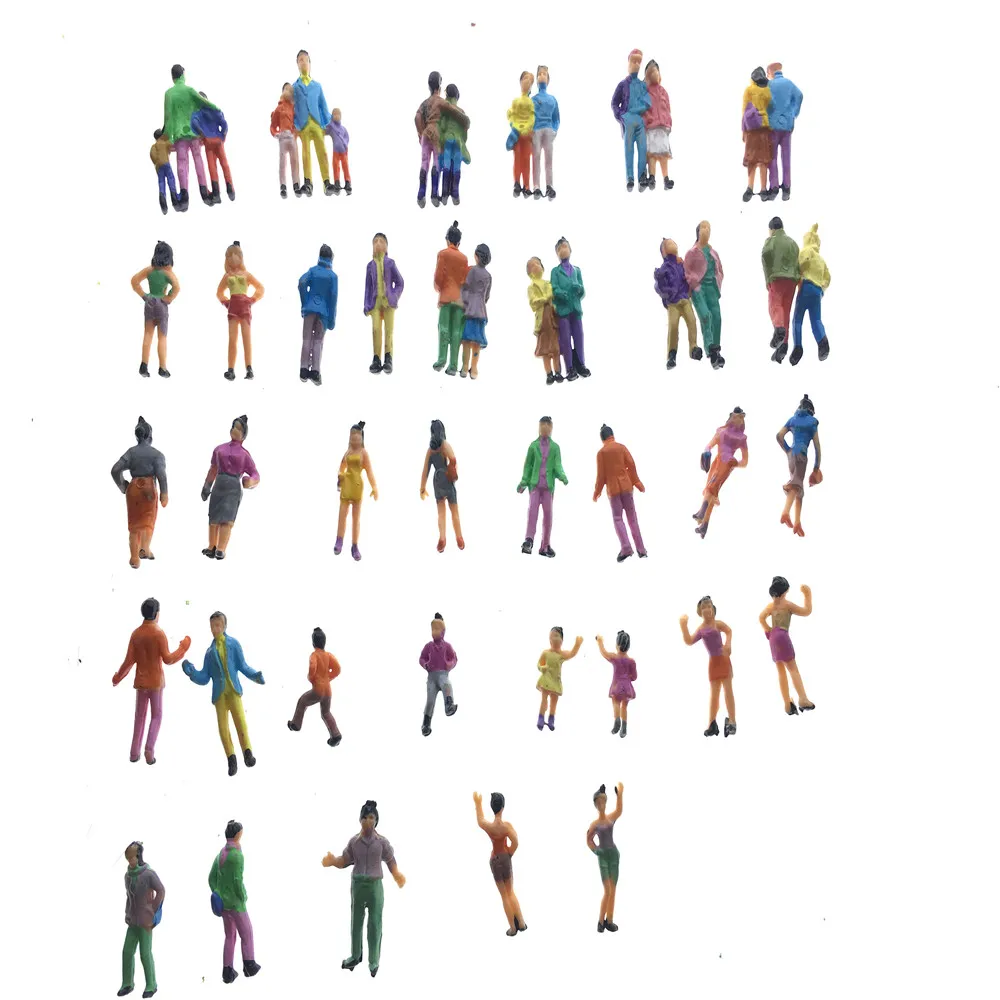 

50pcs HO Scale Plastic Painted Figures 1:87 Model Passager People Architectural Building Materials Standing Figures