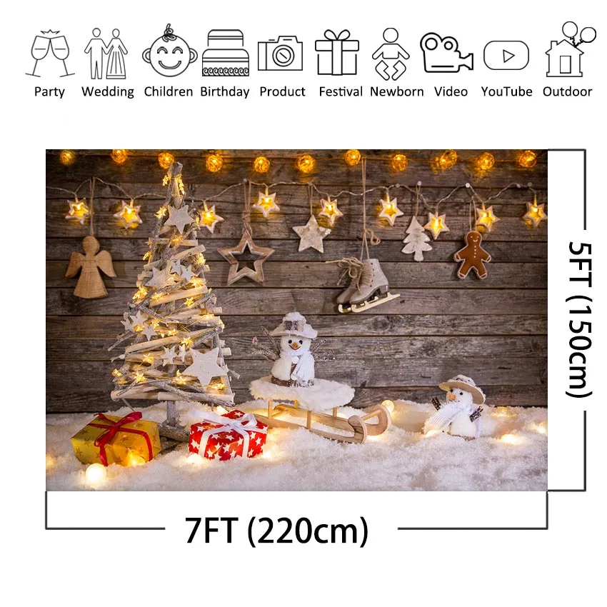 Fondos de fotografía árbol de Navidad telón de fondo decoración pared de madera Photocall fondos estudio fotográfico
