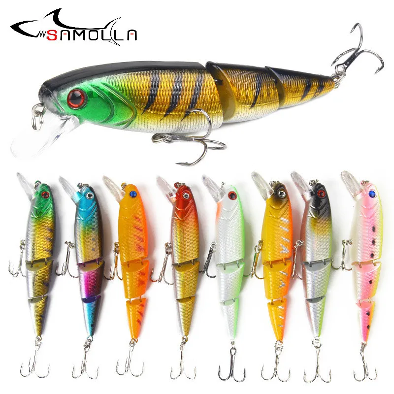 Swimbait Fishing Lure Minnow Three Section Bait Weights 11.5cm/15g Holographic Bass Lure Jerkbait Mino Swim Bait Saltwater Lures