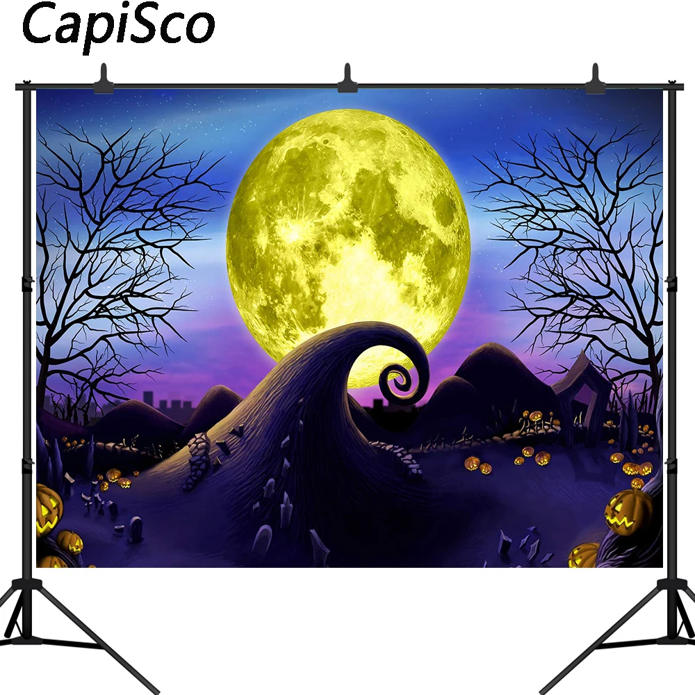 Capisco Nightmare Before Christmas photography backdrops Halloween Pumpkin Moonlight Newborn Baby Portrait photo background