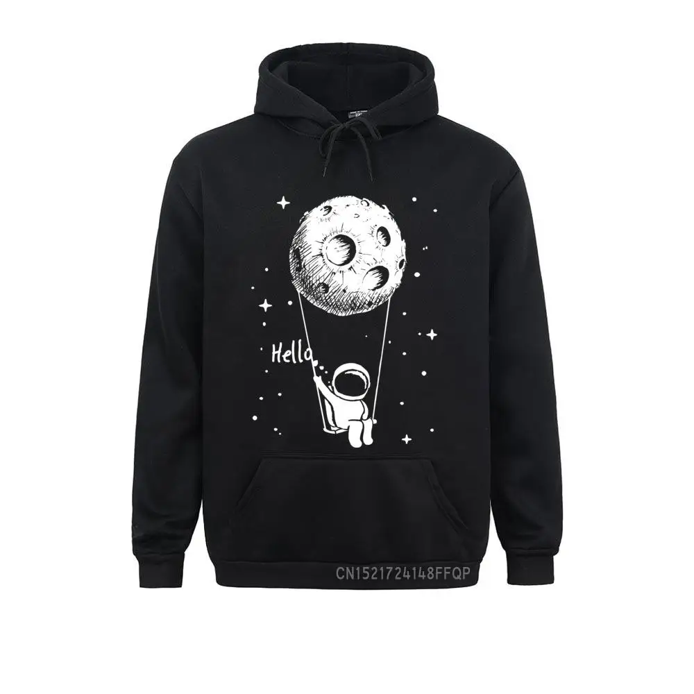 Men Pullovers High Quality Cozy Funny Spaceman Design Printing Astronaut Hello Swing Cool Loose Hoodie Male Sweatshirt