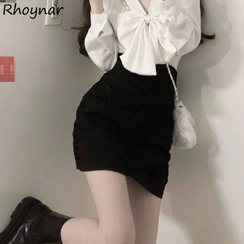 

Skirts Women Design Mini Black Tender Elegant Casual Fashion Korean Style Vintage Bottoms Street Wear All-match Schoolgirl Ins