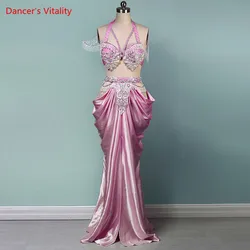 Belly Dance Suit Sling Diamond-Studded Bra Long Skirt Performance Set High-End Custom Female Adult Child Competition Clothing