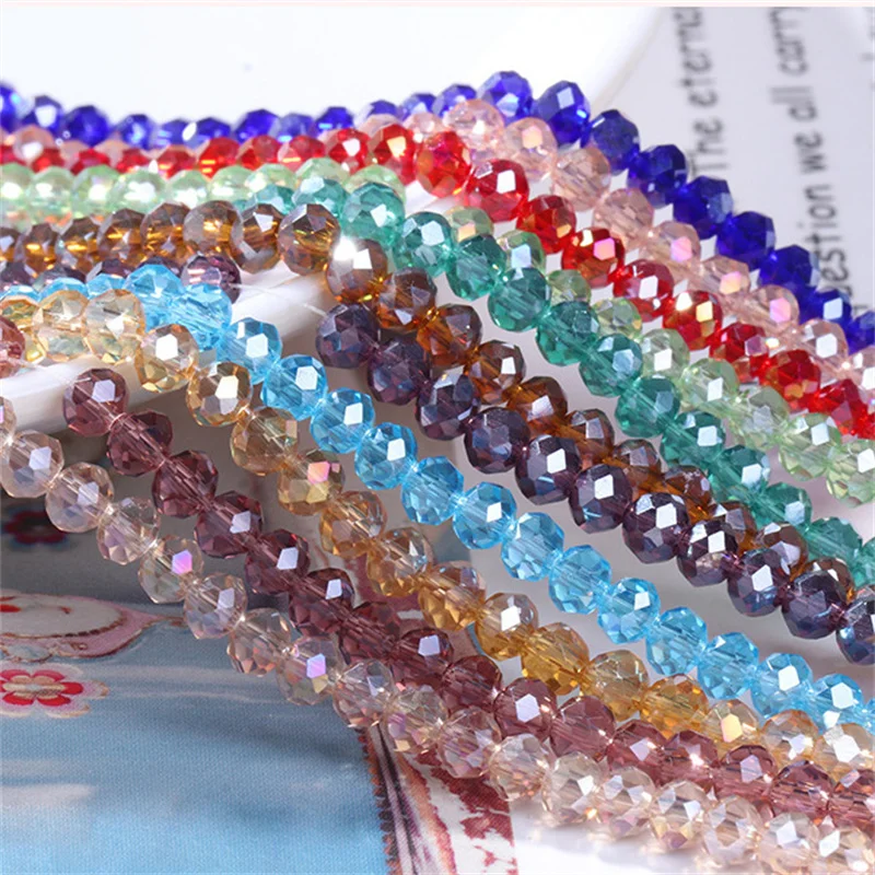 4/6/8MM 2/5String Crystal AB Beads Faceted Spacer Beads Sewing Rondel Gemstone Clothing Earring Bracelet Necklace Accessories