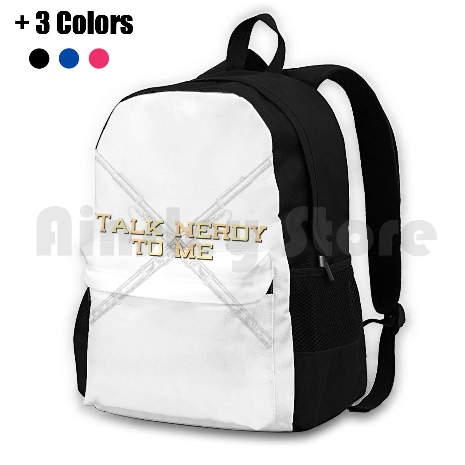 Talk Nerdy To Me-Bassoon Outdoor Hiking Backpack Waterproof Camping Travel Band Marching Band Marching High School Band High