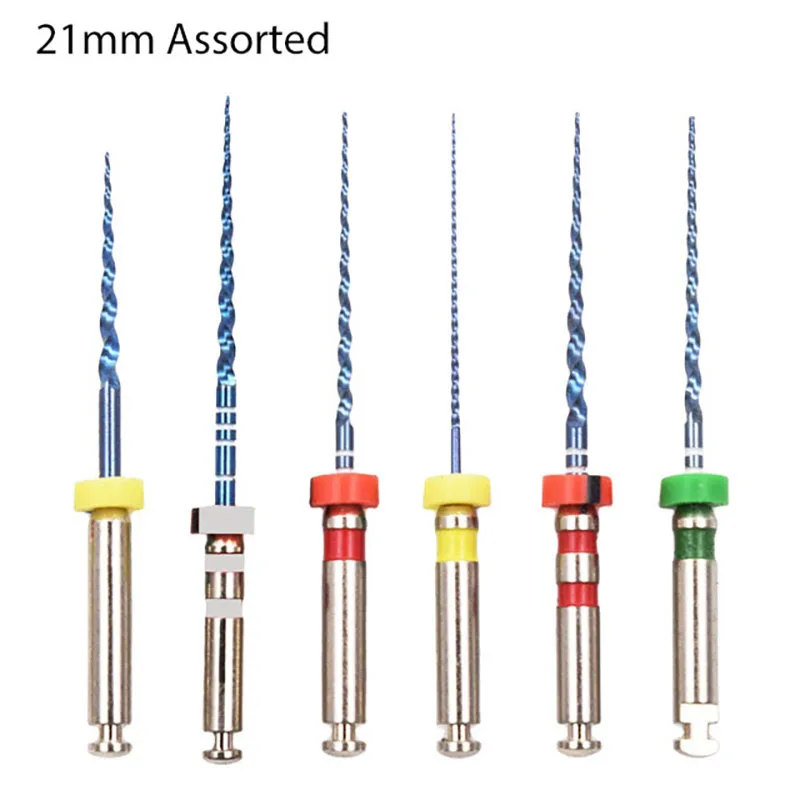 6 sztuk/paczka Dental aktywowany cieplnie silnik użyj plików kanału korzeniowego Endo tworząc niklowo-tytanowe 21/25mm 04 06 Taper endodontyczne narzędzia