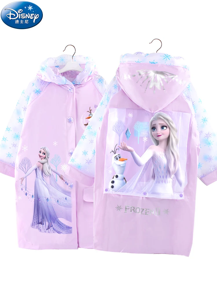 Disney children raincoat poncho school bag girl child student Frozen Elsa princess purple waterproof cute raincoat boy raincoat