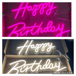 Happy Birthday Led Neon Signs Light for Bar Pub Club Home Restaurant Wall Hanging Neon Lights Pink Warm White Cold White