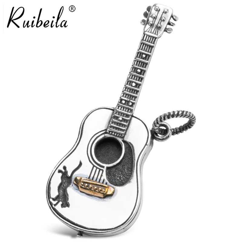 

Ruibeila925 Argent Personnalité De La Mode Chat Guitare Pendentif Tendance Musique Rock Collier Pendentif