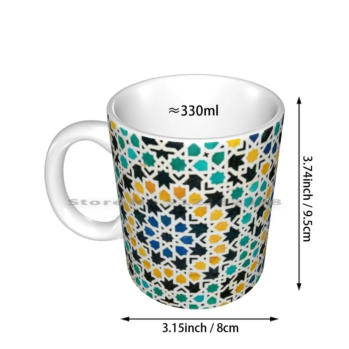 Alhambra Tessellation Ceramic Mugs Coffee Cups Milk Tea Mug Pattern Geometric Mosaic Ceramics Abstract Symmetry Mathematics