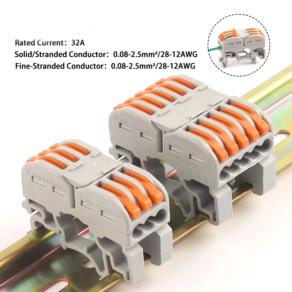 Din Rail Type Quick Wire Connector 211 222 Compact Splicing Dirigent Kabel Terminal Blok In Plaats Van UK2.5B