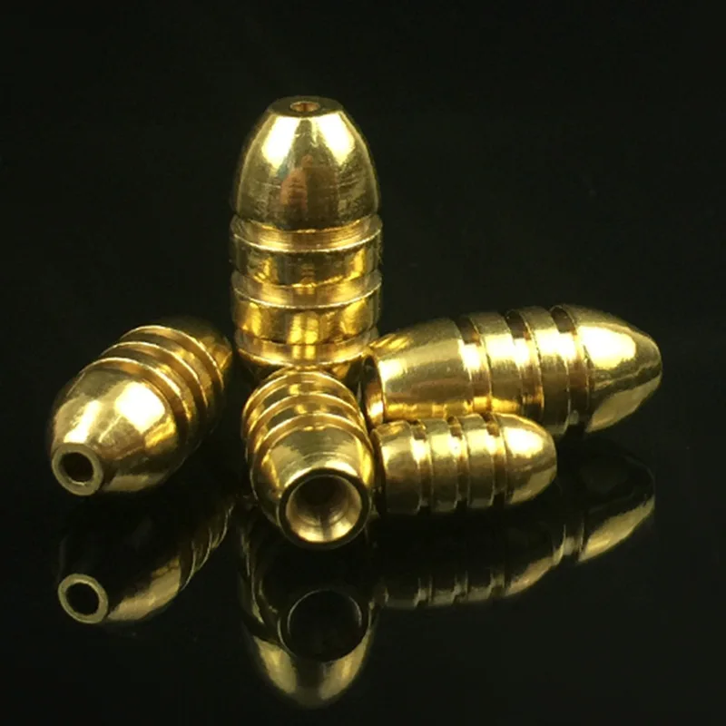 5pcs/lot thread Copper Lead Sinker pendant Weights 1.8/3.5/5/7/10g Sharped Bullet fishing hooks soft bait accessory