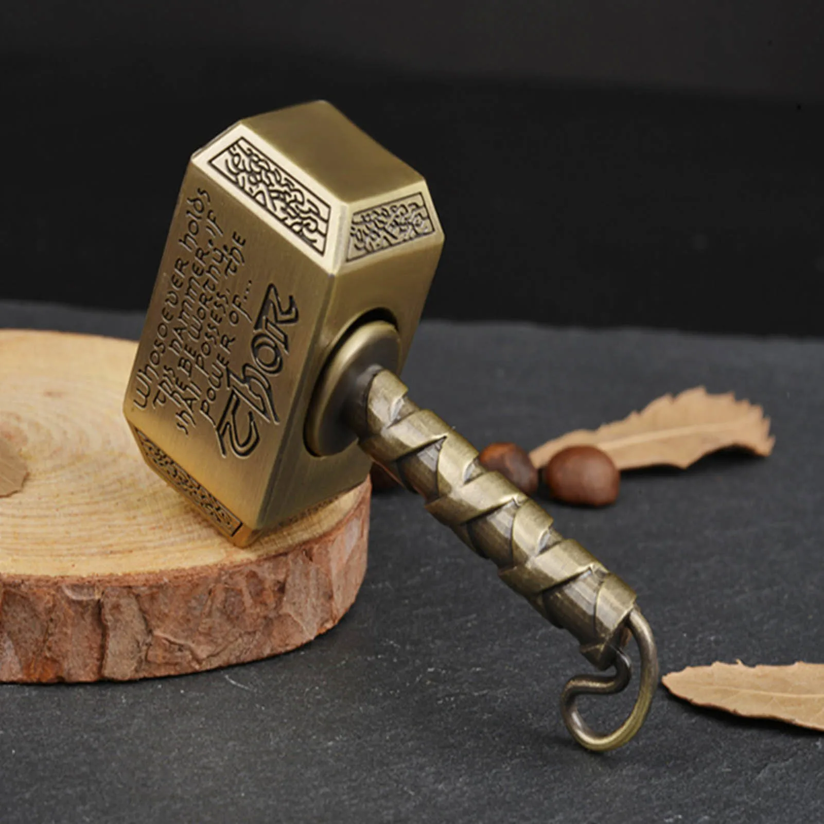 1pcs Wiitin Thors Battle Hammer Fidget Hand Spinner Made By Metal The Mighty Mjolnir Keychain Toy Antique Brass Spinners Toy