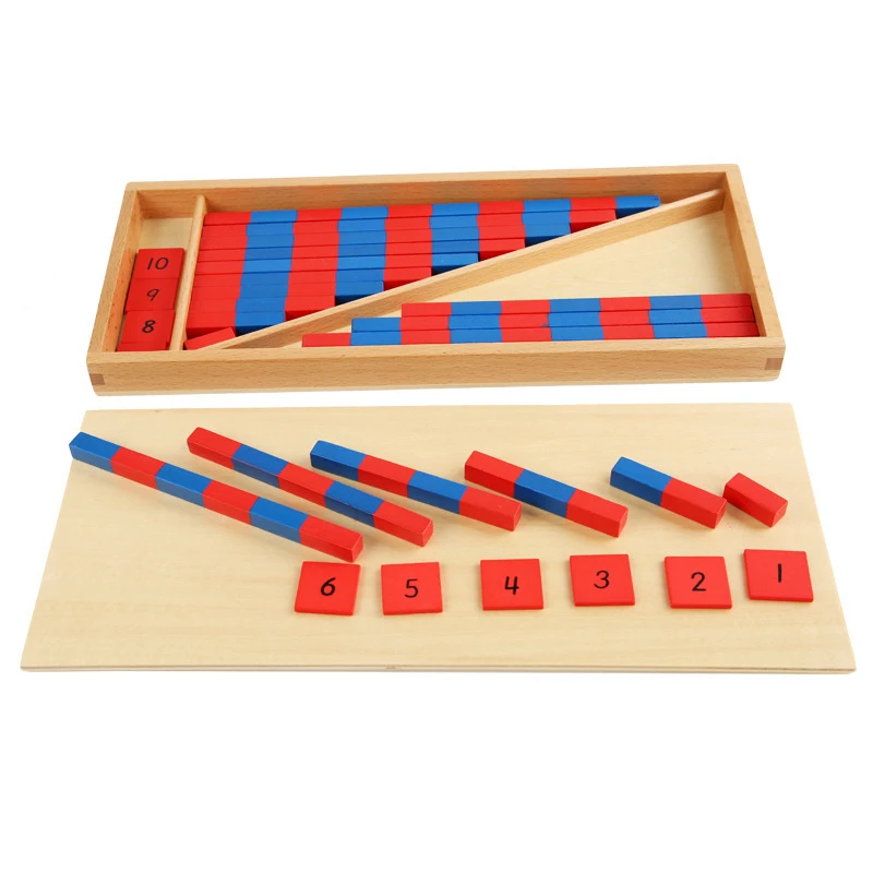 Numerical Rods Baby Toy Montessori Mathematics Red & Blue Rods Bar Math Toy Learning & Education Classic Wood Kids Toys