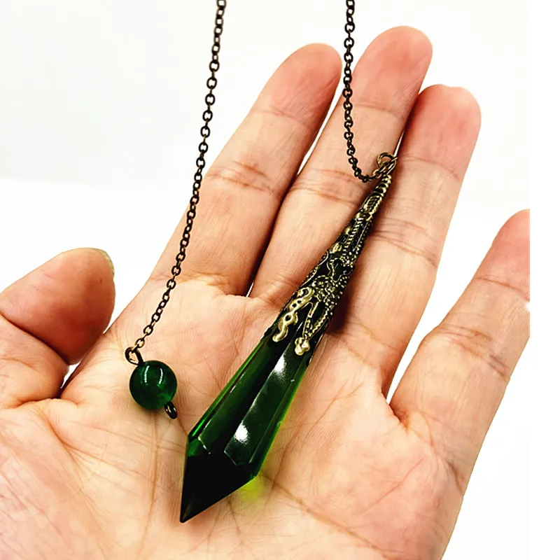 Pendulum Glass bell Reiki pendants female Natural Amulet Healing Crystal Pendant Meditation Hexagonal Pendulums