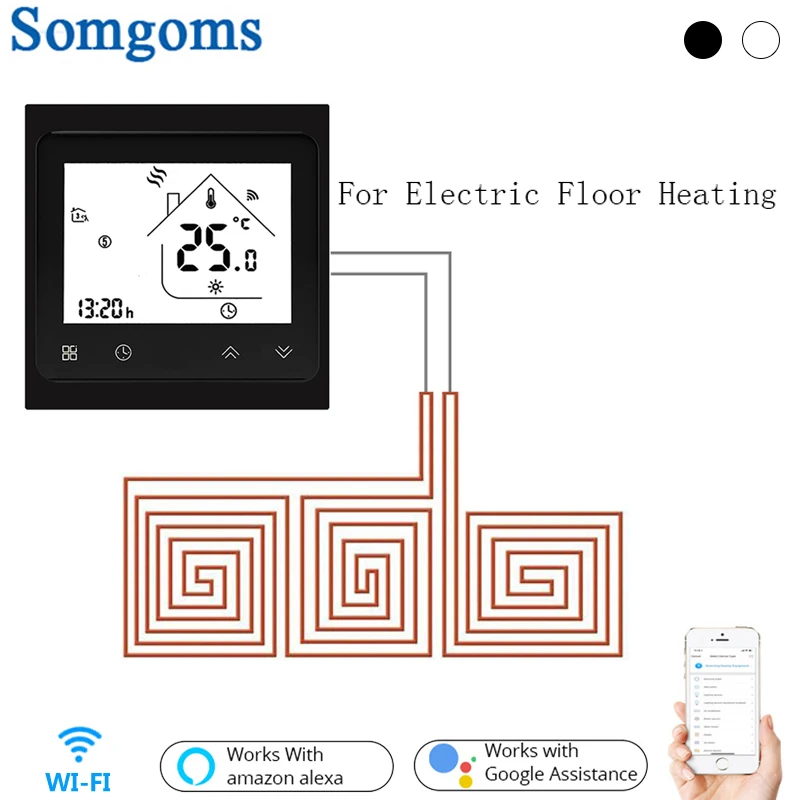 Akıllı termostat WiFi sıcaklık kontrol akıllı yaşam APP uzaktan kumanda elektrikli ısıtma için Alexa Google Home ile çalışır 16A