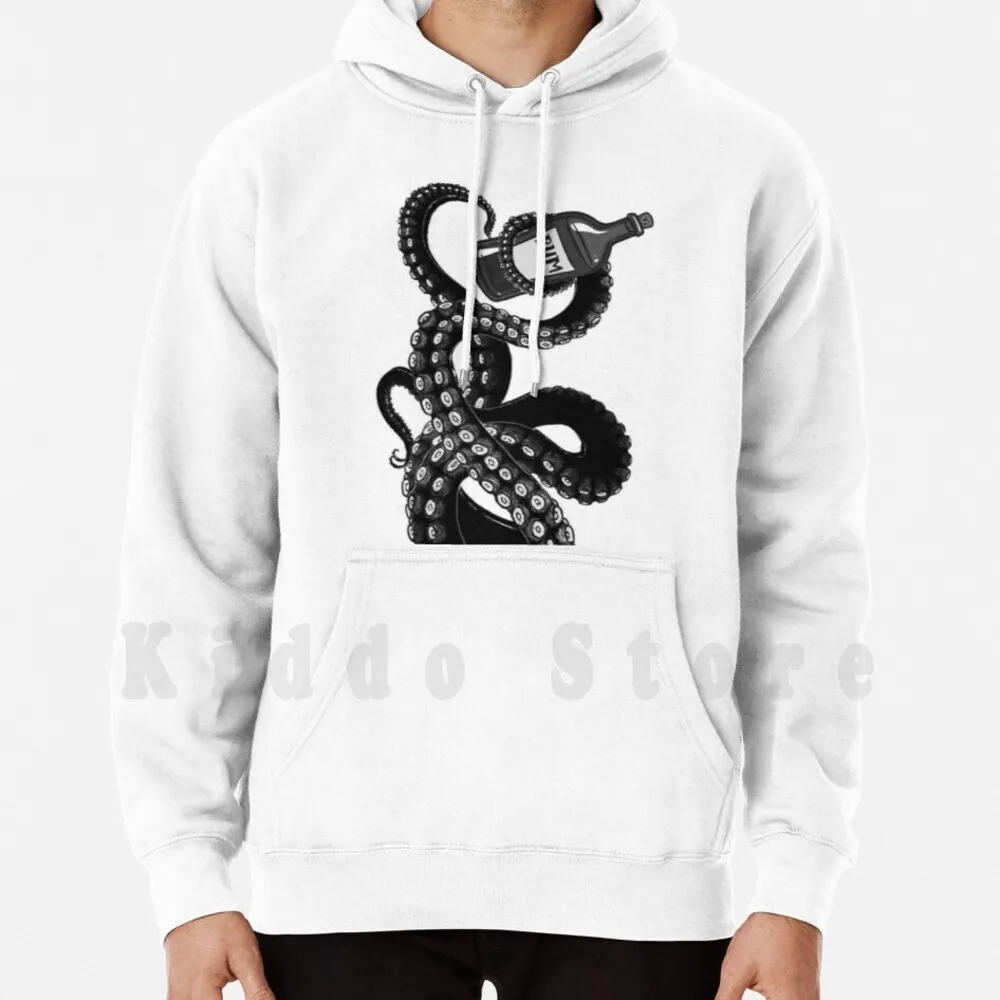 Sudaderas con capucha Kraken de manga larga, con diseños de Kraken, calamar, pulpo, barco, piratas, Jolly Roger, tentáculos, mar, océano, agua, lago